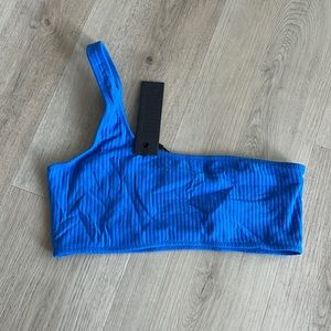 TRIANGL bikini, NWT, one shoulder, ribbed blue, LARGE top